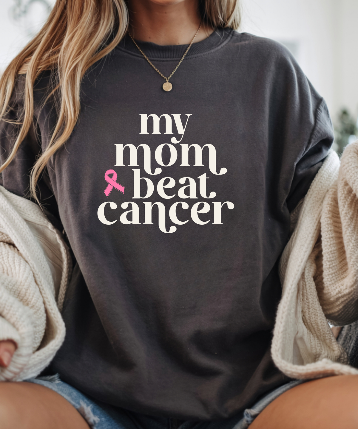 My Mom Beat Cancer Shirt | Breast Cancer Support Tee for Kids & Adults
