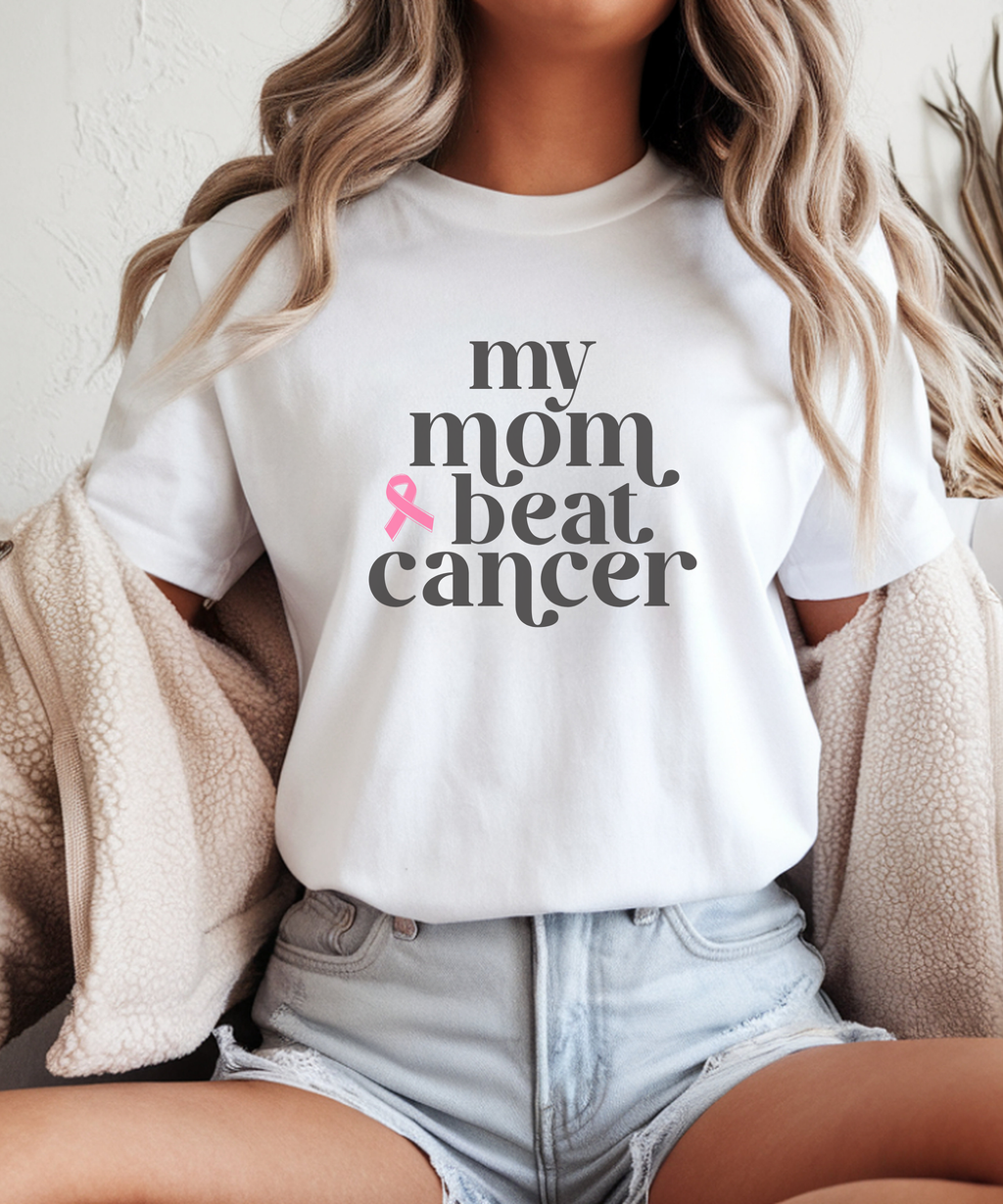 My Mom Beat Cancer Shirt | Breast Cancer Support Tee for Kids & Adults