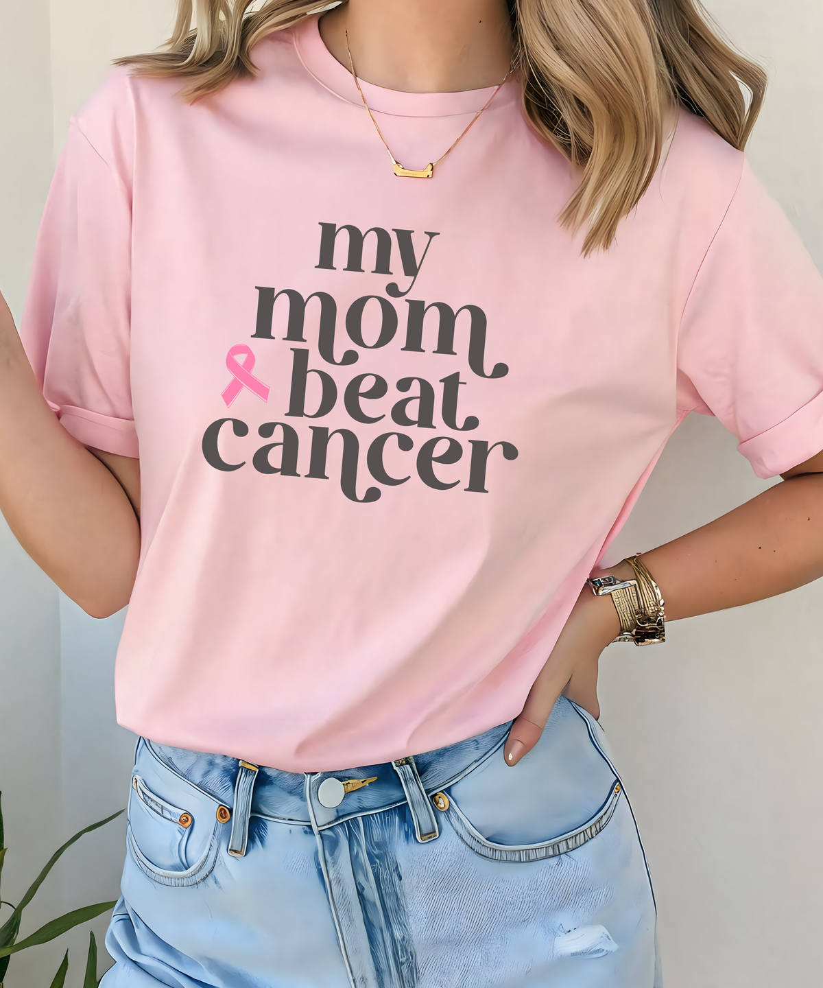 My Mom Beat Cancer Shirt | Breast Cancer Support Tee for Kids & Adults
