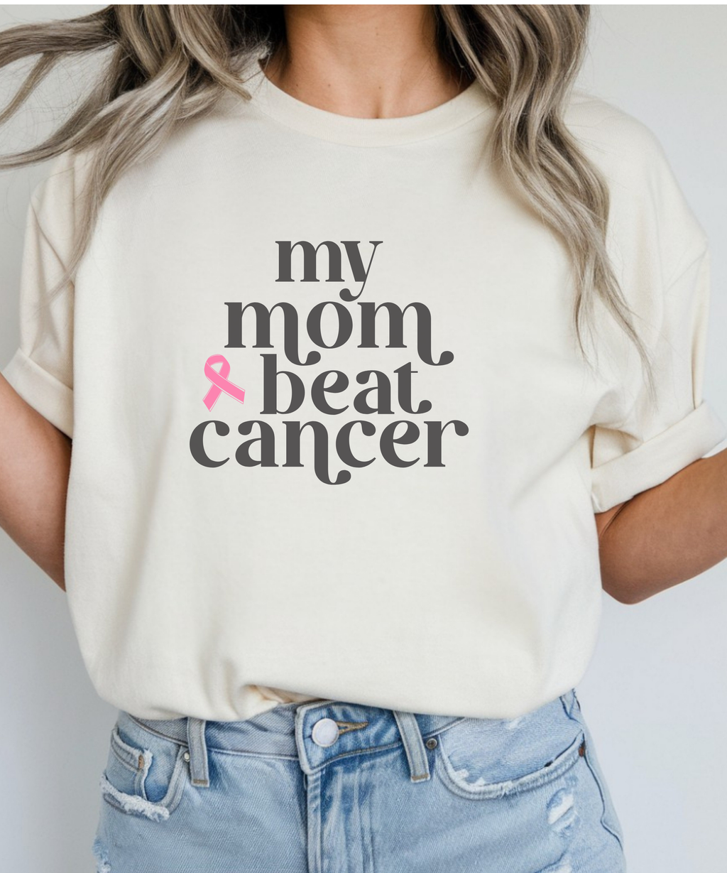 My Mom Beat Cancer Shirt | Breast Cancer Support Tee for Kids & Adults