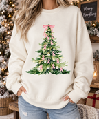 Breast Cancer Awareness Christmas Sweatshirt - Pink Ribbon Christmas Tree Crewneck