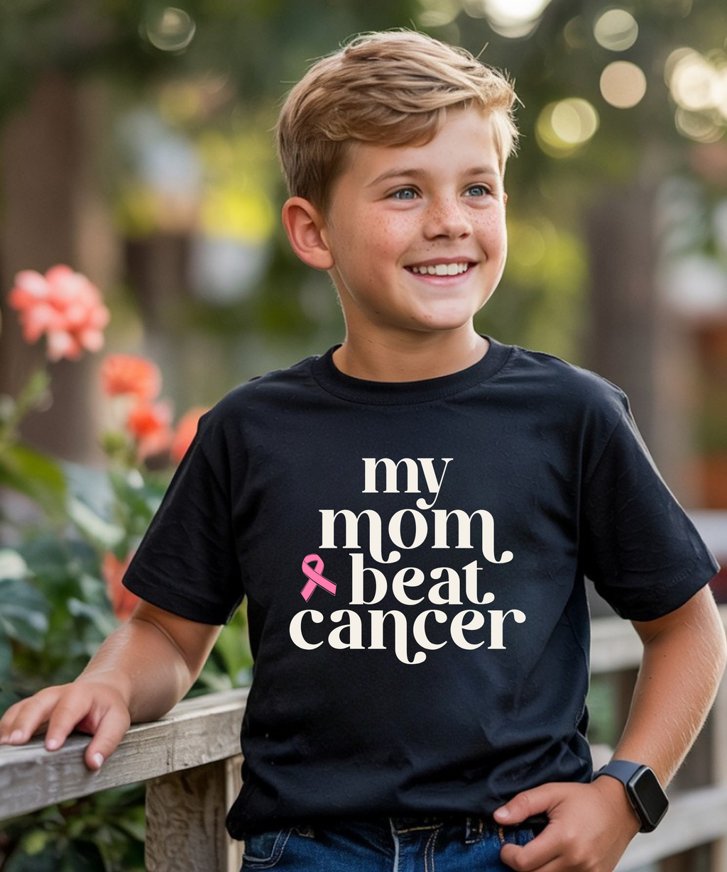 My Mom Beat Cancer Shirt | Breast Cancer Support Tee for Kids & Adults