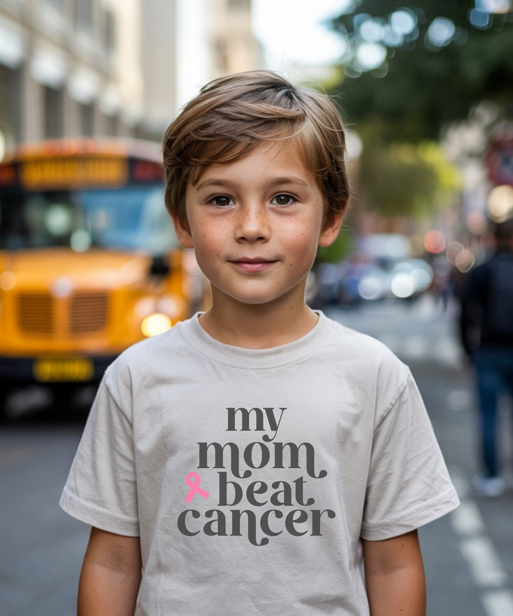 My Mom Beat Cancer Shirt | Breast Cancer Support Tee for Kids & Adults