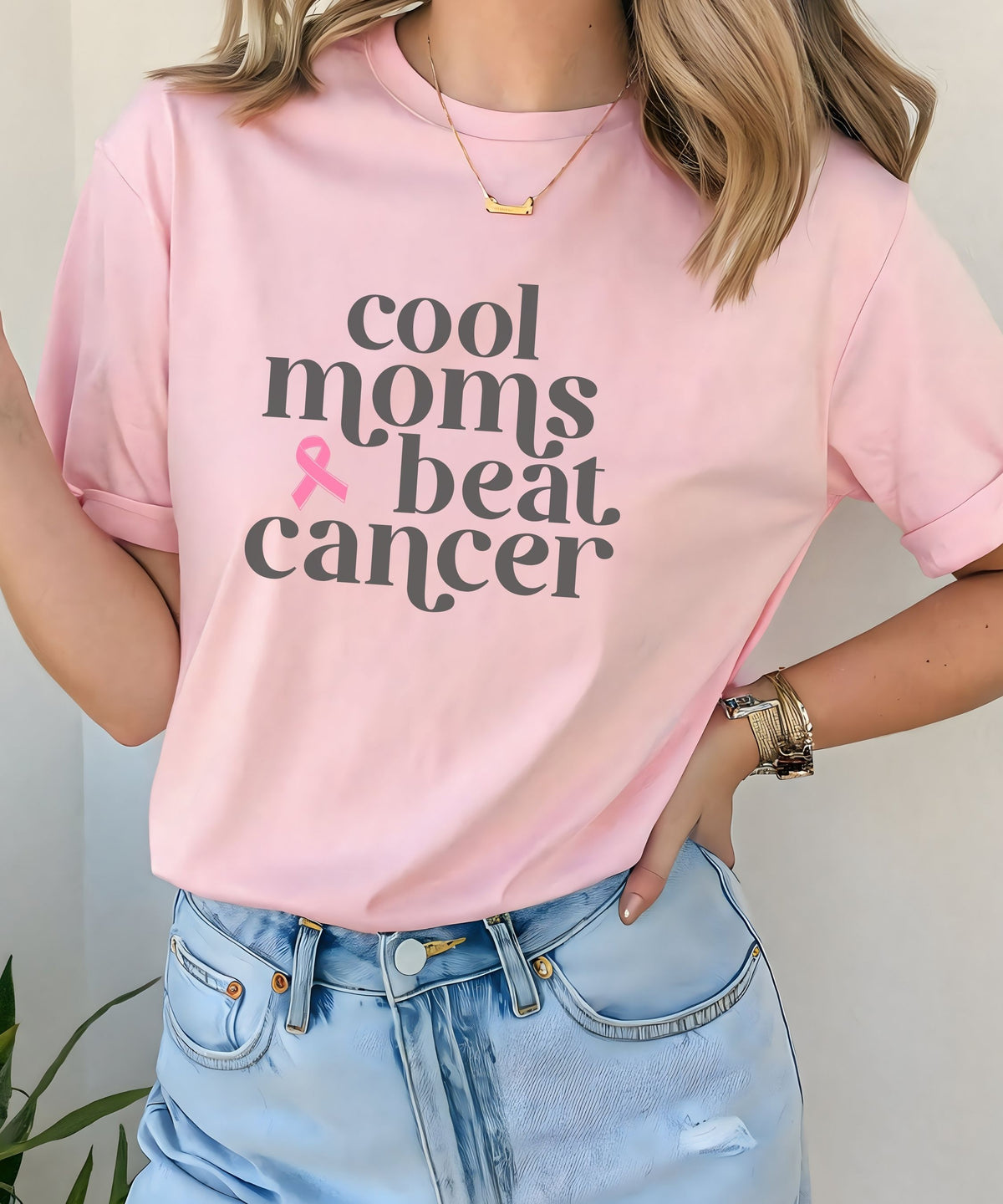 Cool Moms Beat Cancer Shirt – Breast Cancer Survivor Pink Ribbon Tee